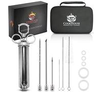 Stainless Steel Meat Injector Kit with Case and Window for Grill, Smoker, and BBQ - 3 Marinade Syringe Needles for Injection of Sauce, Seasoning, Flavor - Food Injectors for Turkey, Brisket, Poultry