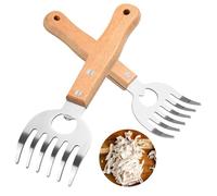 Stainless Steel Meat Shredder Claws with Long Wooden Handles for Pulled Pork, Turkey, Chicken - BBQ Tools for Shredding, Pulling, Handling, and Serving