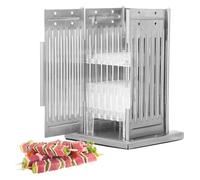 Stainless Steel Meat Skewer Machine, 49 Holes Kabob Maker Box BBQ Tool, with 100 Bamboo Sticks, Adjustable Height, Beef Mutton Meat Grill Machine, for Kitchen, Barbecue Shop, Picnic