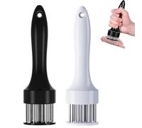 Stainless Steel Meat Tenderizer Needle, 21 Pin Ultra Sharp Meat Tenderizer Tool, Meat Marinating Tool, Steak BBQ Kitchen Cooking Tool, for Tenderizing Pork, Beef, Chicken, Marinade (Black+White)