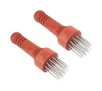 Stainless Steel Meat Tenderizing Needle Wooden Handle 2 Pcs
