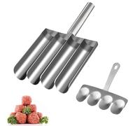 Stainless Steel Meatball Maker Kitchen Quadruple Meatball Maker Kitchen Meatball Maker With Cutting Spade Stainless Steel Kitchen Manual Meatball Maker For Fish Balls, Meatballs, Crab Balls, Dough