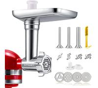 Stainless Steel MeatGrinder Attachments for KitchenAid Mixers, Sausage Stuffer, Dishwasher Safe(Machine/Mixer Not Included)