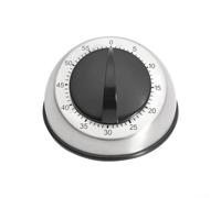Stainless Steel Mechanical Kitchen Timer, 60 Minute Wind Up Countdown with Loud Alarm, Non-Slip Base for Cooking Baking Study Office, Silver Black