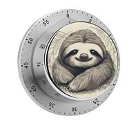 Stainless Steel Mechanical Sloth My Spirit Animal Printed Timer with Magnetic Back, for Cooking, Baking, Study And Daily Time Management