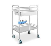 Stainless Steel Medical Cart with 2 Shelves and 1 Drawer for Hospitals, Offices, Spas, and Beauty Salons