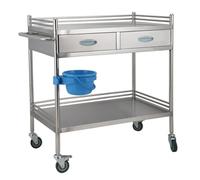 Stainless Steel Medical Cart with Drawer - 2-Tier Rolling Trolley for Equipment Storage in Labs, Hospitals & Clinics