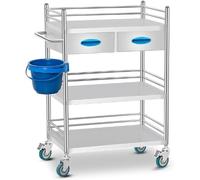 Stainless Steel Medical Laboratory Cart with Two Drawers, Multi-Tier Trolley for Lab, Spa, Beauty Salon, Clinic, and Kitchen Use