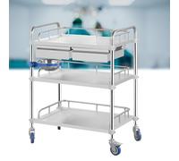 Stainless Steel Medical Trolley with 3 Layers and Drawer, for Hospital and Clinic Use, High Load Capacity