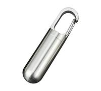 Stainless Steel Medicine Container,Keychain Pill Case,Sealing Waterproof Pill Bottle Holder,Lightweight Portable Mini Pill Holder for Outdoor Camping Hiking (S)