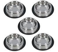 Stainless Steel Medium Non Slip Pet Bowl Dish Food Water Dogs Cats 18cm 5pc