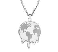 Stainless Steel Melting Earth Pendant Necklace Planet Street Punk Jewelry