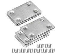 Stainless Steel Mending Plates with 4 Holes, 8 Pieces Flat Plate with Screws Straight Support Joining Bracket for Metal Wood Furniture