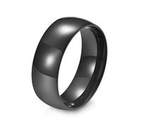 Stainless Steel Men's Women's Rings 6mm/8mm Wedding Bands Polished inner and outer spherical design Black Titanium Rings, 不锈钢, No Gemstone