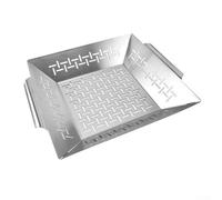 Stainless Steel Mesh Grill Basket For Weber Grills Supports Simultaneous Meat And Veggie Cooking Efficient Space Use On Grill((large))