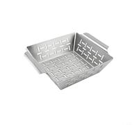 Stainless Steel Mesh Grill Basket For Weber Grills Supports Simultaneous Meat And Veggie Cooking Efficient Space Use On Grill((middle))