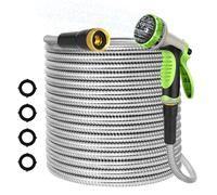 Stainless Steel Metal 25FT Garden Hose Lightweight, Puncture & Rust Proof Metal Heavy Duty Metal Water Hose for Yard, RV, Garden, Outdoor