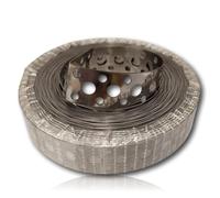 Stainless Steel Metal Band Fixing Strap Builders 10 Meters / 39 Inch Roll (20mm) Strip Fence Brackets Fixing Banding Ties with Holes Pre-Galvanised