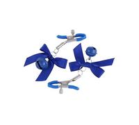 Stainless Steel Metal Bow Ties Nipple Milk Clips Breast Clip Sex Slaves Nipple Clamps Sex Toys Bow Bells for Couples Sm Light Blue One Size