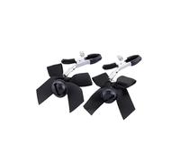 Stainless Steel Metal Bow Ties Nipple Milk Clips Breast Clip Sex Slaves Nipple Clamps Sex Toys Bow Bells for Couples Sm Black One Size