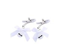 Stainless Steel Metal Bow Ties Nipple Milk Clips Breast Clip Sex Slaves Nipple Clamps Sex Toys Bow Bells for Couples Sm White One Size
