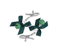 Stainless Steel Metal Bow Ties Nipple Milk Clips Breast Clip Sex Slaves Nipple Clamps Sex Toys Bow Bells for Couples Sm Green One Size