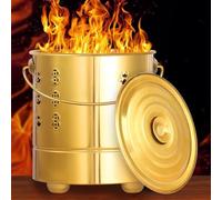 Stainless Steel Metal Burn Barrel with Lid & HandleOutdoor Paper Incinerator Bin for Patio Balcony Backyard Fire Pit Garden Waste Disposal