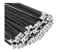 Stainless Steel Metal Cable Tie 10/100x Metal Zip Ties Black Stainless Steel Coated Self-Locking Heavy Duty Tie Fastener Organizer Multifunction Wrap Tools(15cmx0.46cm,20PCS)