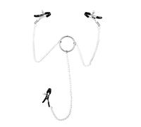 Stainless Steel Metal Chain Nipple Milk Clips Breast Clip Sex Slaves Nipple Clamps Sex Toys Butterfly Style Couples BDSM Bell Black One Size