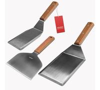 Stainless Steel Metal Spatula Set For Griddle, Grill Spatula Scraper for BBQ/Flat Top Grill- Full Tang Handle -Thicked Blade- Beveled Edges, Great Griddle Accessories for Pancake/Smash Burgers