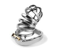 Stainless Steel Metal Urethra Chastity Lock Cock Ring Metal Penis Bondage Adult Men's Chastity Cage Cock Restriction Sm Abstainer Sextoys White 40Mm