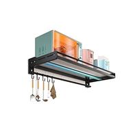 Stainless Steel Microwave Storage Rack Wall Mounted Kitchen Shelf No Drill Oven Stand Space Saving for Kitchen Storage Units