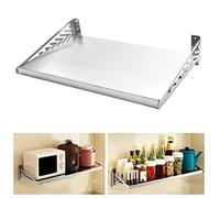 Stainless Steel Microwave Wall Mount Shelf, Hanging Pot & Pan Rack, Space-Saving Kitchen Storage Organizer