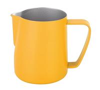 STAINLESS STEEL MILK FROTHING JUG FOR COFFEE LATTE, DURABLE CONTAINER CUP FOR HOME BARISTA, 350ML CAPACITY YELLOW (Yellow)