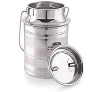Stainless Steel Milk Ghee Pot Oil Canister Container Buttermilk Storage Jar Can With Lid In Silver Touch Design- Capacity: 2 Liter