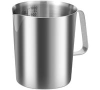 Stainless Steel Milk Jug 1000ml Milk Frother Cup with Clear Marking Rust Proof Large Mouth Metal Graduated Beaker with Handle Coffee Cappuccino Latte Art Barista Steam Pitchers for Coffee Lovers
