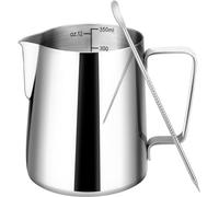 Stainless Steel Milk Jug, 350ml Milk Frother Cup with Clear Scale, Milk Frothing Pitcher Milk Pitcher with Latte Decorating Art Penfor Making Latte Coffee Art, Cappuccino