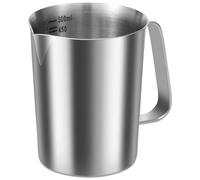 Stainless Steel Milk Jug 500ml Milk Frother Cup with Clear Marking Rust Proof Large Mouth Metal Graduated Beaker with Handle Coffee Cappuccino Latte Art Barista Steam Pitchers for Coffee Lovers