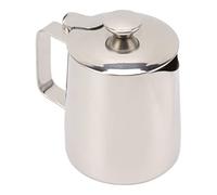 Stainless Steel Milk Jug, Steel Lidded Flower Cup Cappuccino Frothing Pitcher Cap Pitchers with Lid Water Coffee Pot Tea No Coffee Foam Container Cup Lid for Making 600ml (600ml)