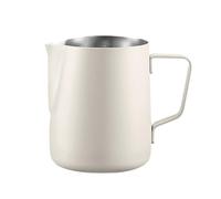 Stainless Steel Milk Pitcher Milk Frothing Pitcher Barista Jug Accessory Stainless Steel Jars Frother Coffee Pull Flower Cup(600ml,White)