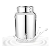 Stainless Steel Milk Storage Can Jug with Sealed Lid and Carry Handle for Milk Tea Shop - 18L Capacity