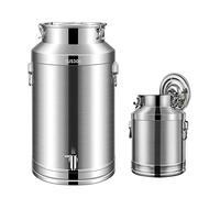 Stainless Steel Milk Transport Cans with Sealed Lid and Spigot Dispenser - 15L/20L/28L/35L Heavy Duty Wine Pail Bucket Tote Jug Oil Barrel Tank/with Tap / 15L