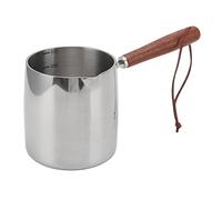 Stainless Steel Mini Butter Warmer Pot Fast Heating 2 Pour Spouts Wooden Handle Induction Bottom Versatile for Coffee Milk Sauce