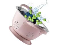 Stainless Steel Mini Colander - Durable & Rust Resistant Drainer with Perforated Drainage Holes & Ergonomic Side Handles. Great Strainer for Pasta, Veggies & Fruits. 15cm Dia x 8.6cm. Cherry Blossom