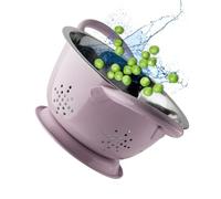 Stainless Steel Mini Colander - Durable & Rust Resistant Drainer with Perforated Drainage Holes & Ergonomic Side Handles. Great Strainer for Pasta, Veggies & Fruits. 15cm Dia x 8.6cm. Pastel Violet