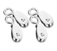 Stainless Steel Mini Crane Wire Rope Pulley Block 4pcs 35kg Silver