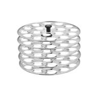Stainless Steel Mini Idli Maker Stand, 5 Plates, Silver, Makes 90 Idlis