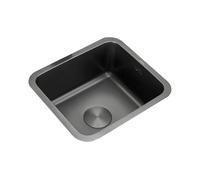 Stainless Steel Mini Kitchen Sink Black Rectangular Single Bowl with Drainer & Overflow Ideal for Campervan Bar & Restaurant - Undermount/Topmount (37x31x19cm)