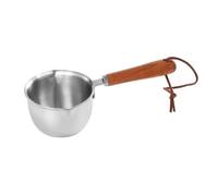 Stainless Steel Mini Pot Hot Oil Pouring 5 * 4 * 4cm Wood Stainless Steel Suitable for Kitchen and Storage and Melting Chocolate with Ease (150ml)