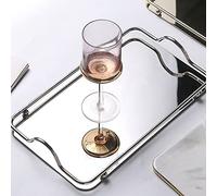 Stainless Steel Mirrored Tray with Side Rails Vanity Decorative Tray Perfume Tray Jewelry Organizer Makeup Mirror Tray with Side Bars Countertop Organizer Rectangle Home Decorative Tray